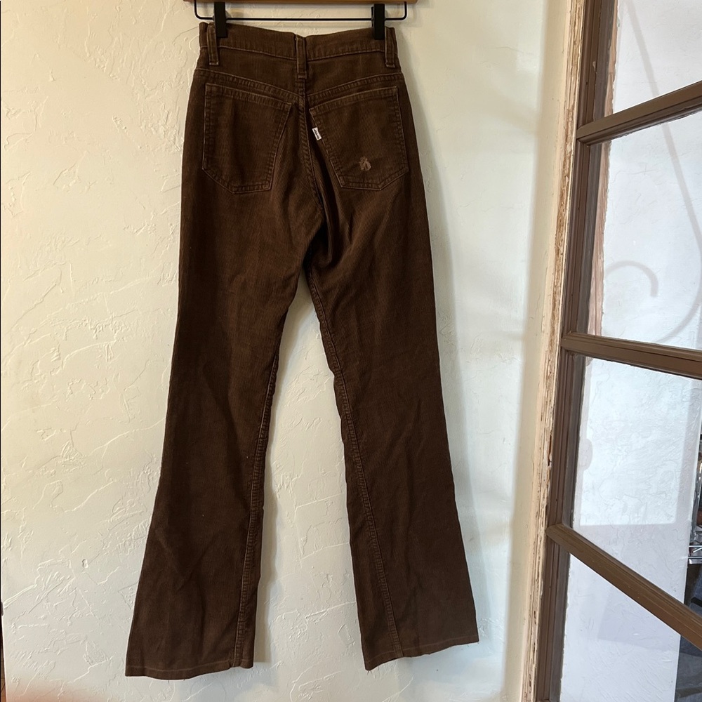 Vintage Levi's Brown Corduroy Flare Leg Pants W25 L32 - Picture 6 of 8